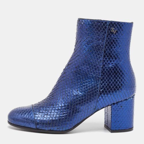 Python Embossed Leather Block Heel Ankle Length Boots Size 36 - Zadig & Voltaire - Modalova