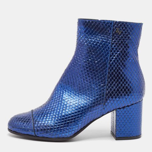 Python Embossed Leather Block Heel Ankle Length Boots Size 36 - Zadig & Voltaire - Modalova