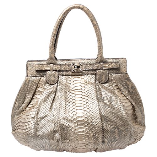 Metallic Python Puffy Hobo - Zagliani - Modalova