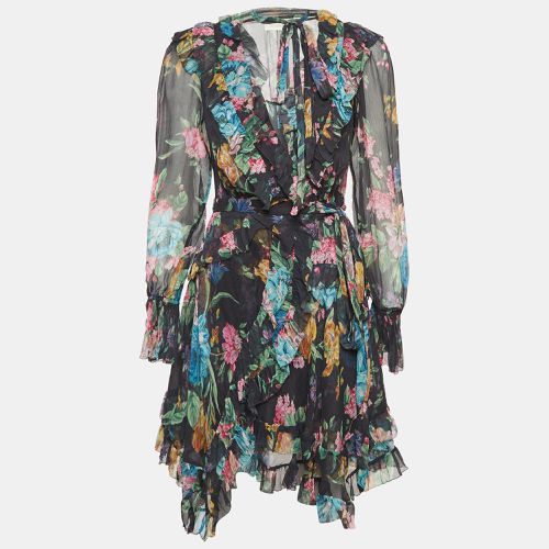 Floral Print Silk Ruffled Wrap Dress S - Zimmermann - Modalova