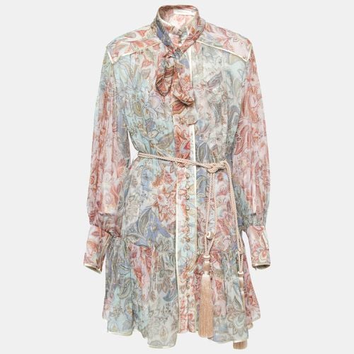 Printed Silk Chiffon Belted Shirt Dress S - Zimmermann - Modalova