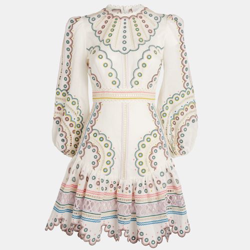 Linen and Cotton Embroidered Mini Dress XS - Zimmermann - Modalova