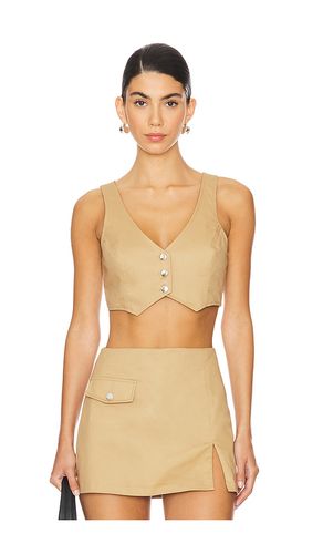 Chaleco cropped ethan en color beige talla M (también en S) - Amanda Uprichard - Modalova