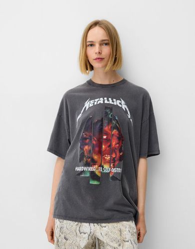 Camiseta Metallica Manga Corta Mujer Xs - Bershka - Modalova