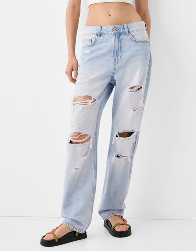 Jeans Straight Cropped Mujer 42 - Bershka - Modalova