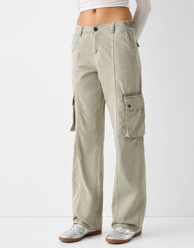 Pantalón Straight Cargo Ajustable Algodón Mujer 40 - Bershka - Modalova