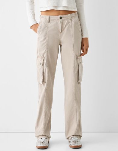 Pantalón Straight Cargo Ajustable Algodón Mujer 10-12 - Bershka - Modalova