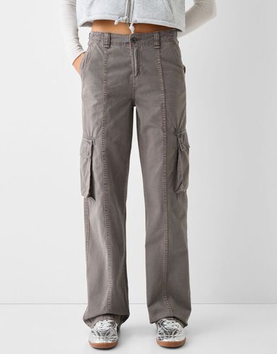 Pantalón Straight Cargo Ajustable Algodón Mujer 10-12 - Bershka - Modalova