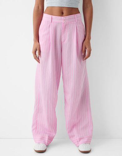 Pantalón Wide Leg Rayas Mujer 40 - Bershka - Modalova