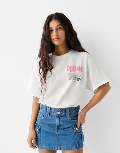 Camiseta Tupac Manga Corta Print Mujer Xs - Bershka - Modalova