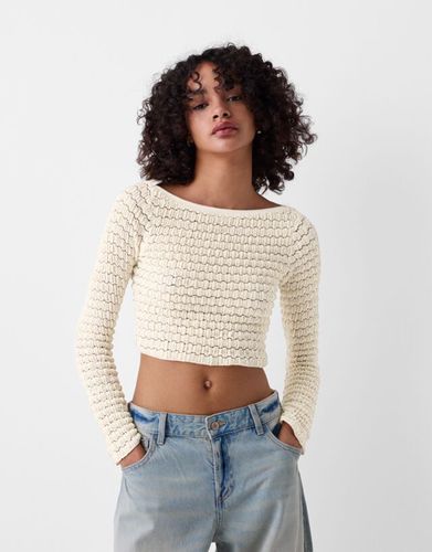 Jersey Crochet Cropped Bskteen Xs - Bershka - Modalova