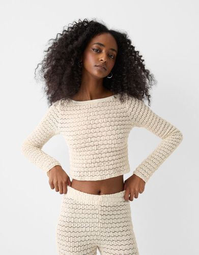 Jersey Crochet Cropped Mujer L - Bershka - Modalova