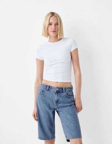 Bermuda Denim Straight Mujer 34 - Bershka - Modalova