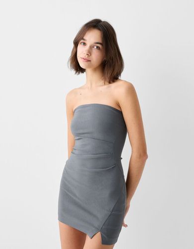 Vestido Mini Bandeau Costuras Mujer Xs - Bershka - Modalova