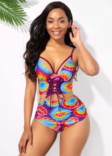 Multi Color High Waisted Printed Bikini Set - unsigned - Modalova
