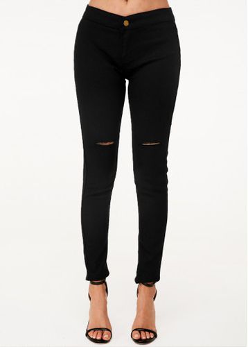 Shredded Black High Waist Skinny Jeans - unsigned - Modalova