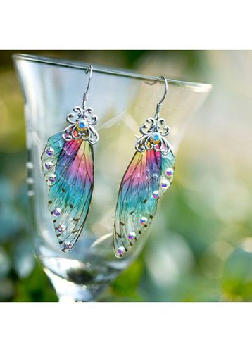 Rainbow Color Butterfly Wings Design Earrings - unsigned - Modalova