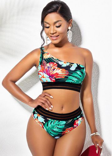 One Shoulder Floral Print High Waisted Bikini Set - unsigned - Modalova