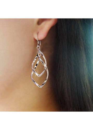 Twist Rhombus Design Silver Metal Earrings - unsigned - Modalova