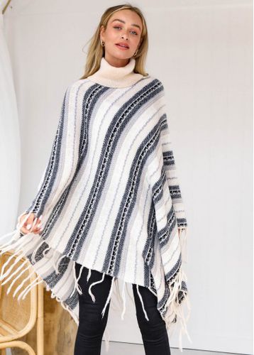 Tassel Stripe Print Long Sleeve Turtleneck Sweater - unsigned - Modalova