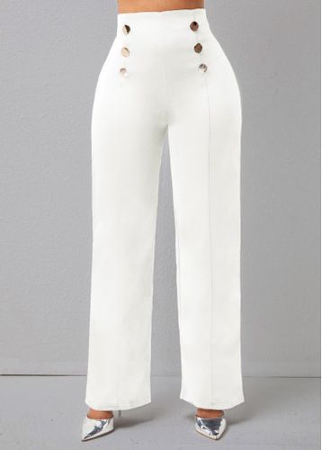 Double Breasted Solid High Waisted Pants - unsigned - Modalova