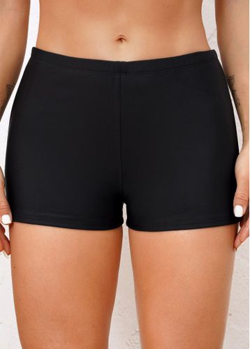 Black Mid Waisted Elastic Detail Swimwear Shorts - unsigned - Modalova