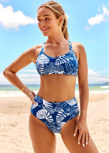 Lace Up High Waisted Tropical Print Bikini Set - unsigned - Modalova
