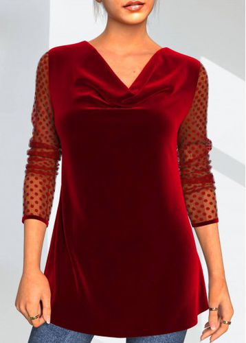 Polka Dot Red Velvet Stitching Valentines T Shirt - unsigned - Modalova