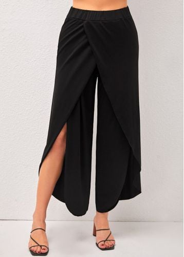 Black High Waisted Side Slit Pants - unsigned - Modalova