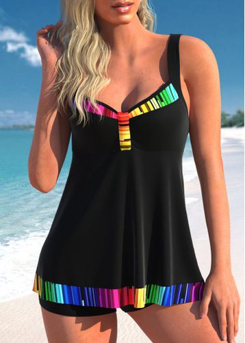 Rainbow Stripe Wide Strap Swimdress Top - unsigned - Modalova