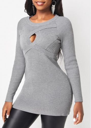 Light Grey Marl Cable Long Sleeve Sweater - unsigned - Modalova