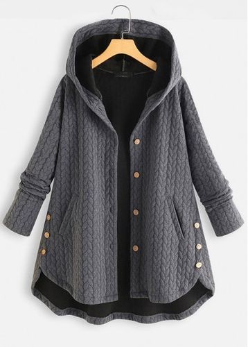 Grey Pocket Long Sleeve Hooded Coat - unsigned - Modalova