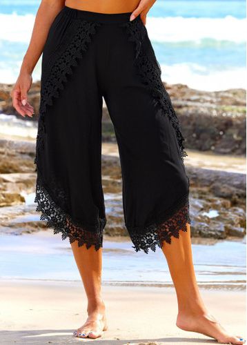 Black High Waisted Lace Stitching Beach Pants - unsigned - Modalova