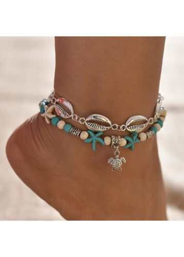 Beads Detail Sea Turtle Turquoise Anklet - unsigned - Modalova