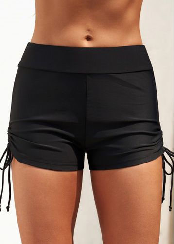 Mid Waisted Black Drawstring Side Swimwear Shorts - unsigned - Modalova
