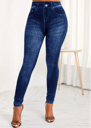 Blue Pocket Zipper Fly High Waisted Jeans - unsigned - Modalova