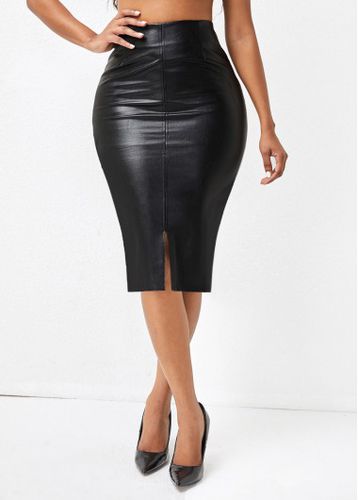 Black Split Elastic Waist Bodycon Skirt - unsigned - Modalova