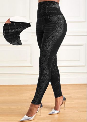 Black High Waisted Ankle Length Leggings - unsigned - Modalova