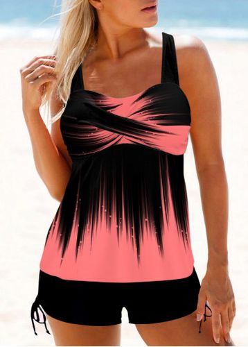 Surplice Ombre Pink Wide Strap Tankini Top - unsigned - Modalova