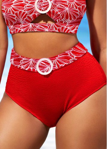 High Waisted Floral Print Red Bikini Bottom - unsigned - Modalova