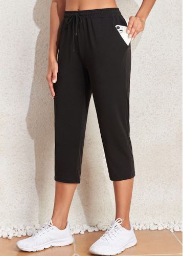 Black Pocket Regular Drawastring High Waisted Pants - unsigned - Modalova