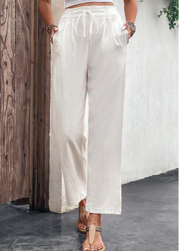 White Pocket Drawastring High Waisted Pants - unsigned - Modalova