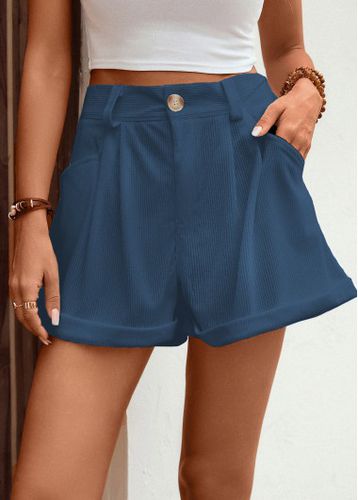 Blue Pocket Button Fly High Waisted Shorts - unsigned - Modalova