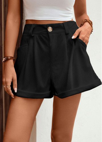 Black Pocket Button Fly High Waisted Shorts - unsigned - Modalova