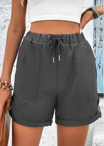 Grey Pocket Drawastring High Waisted Shorts - unsigned - Modalova