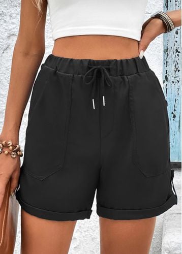Black Pocket Drawastring High Waisted Shorts - unsigned - Modalova