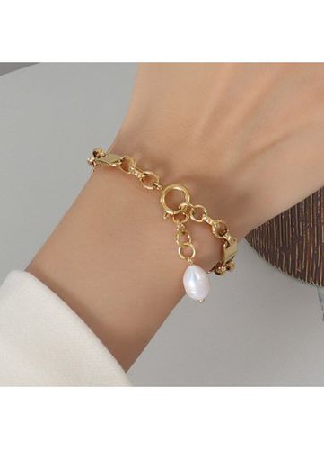 Gold Chain Detail Pearl Design Bracelet - unsigned - Modalova