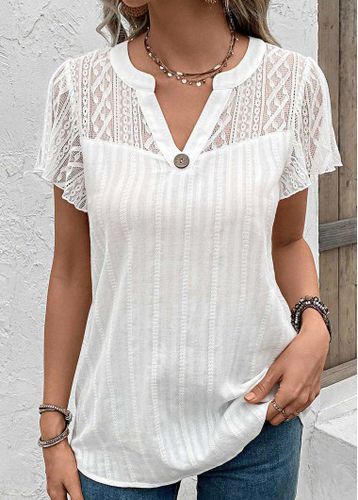 White Lace Short Sleeve T Shirt - unsigned - Modalova