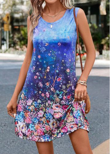 Multi Color Lightweight Floral Print Dress - unsigned - Modalova