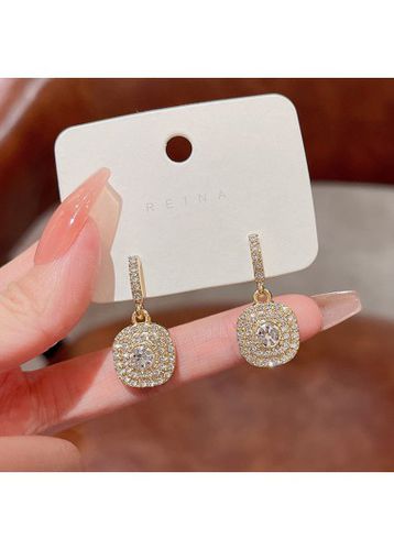 Gold Rhinestone Design Shinning Circular Earrings - unsigned - Modalova